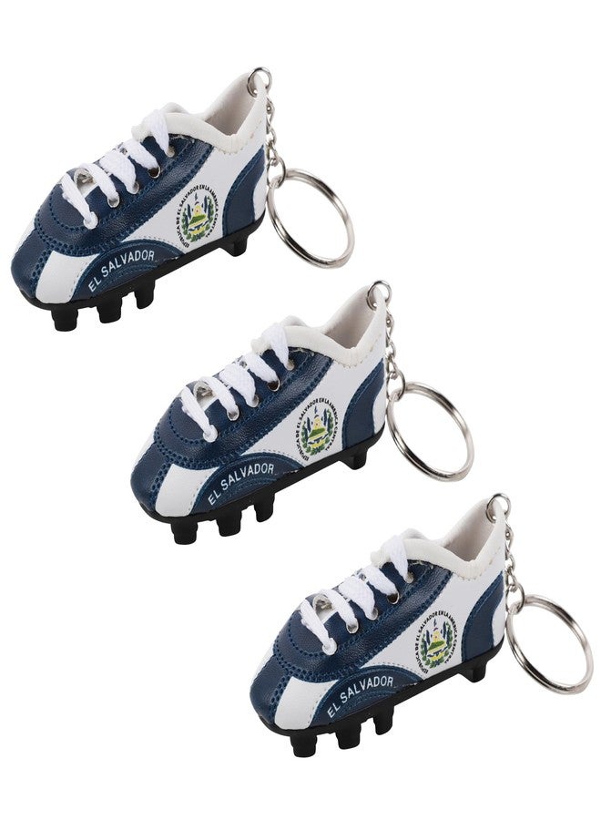 SandT Collection 3 Pack Soccer Shoe Keychains Sneaker with Cleats Country Souvenir Keyrings (El Salvador) - Image 1