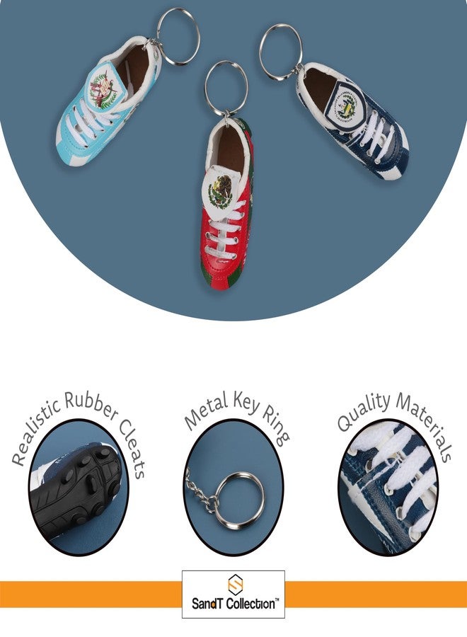 SandT Collection 3 Pack Soccer Shoe Keychains Sneaker with Cleats Country Souvenir Keyrings (El Salvador) - Image 3