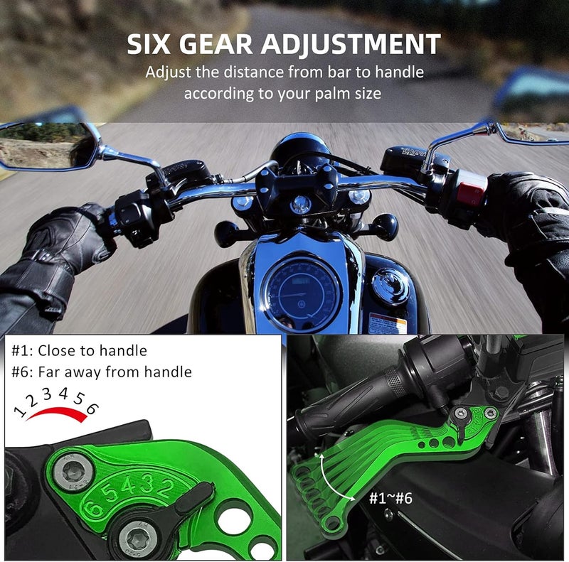 JAVIK Universal Bike Brake Master Cylinder Clutch Lever Set for 7/8" Handlebar - Black & Green - Image 3