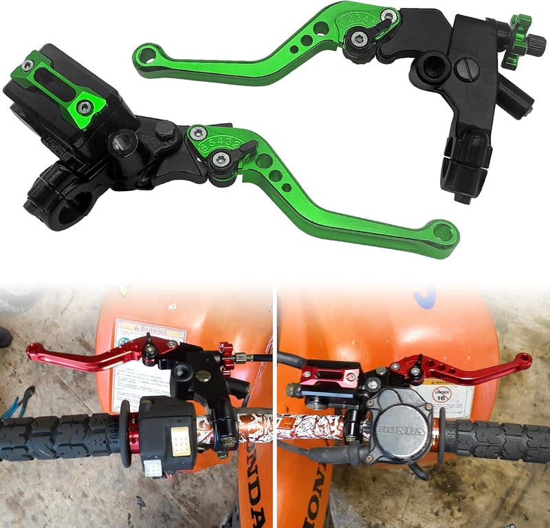 JAVIK Universal Bike Brake Master Cylinder Clutch Lever Set for 7/8" Handlebar - Black & Green - Image 1