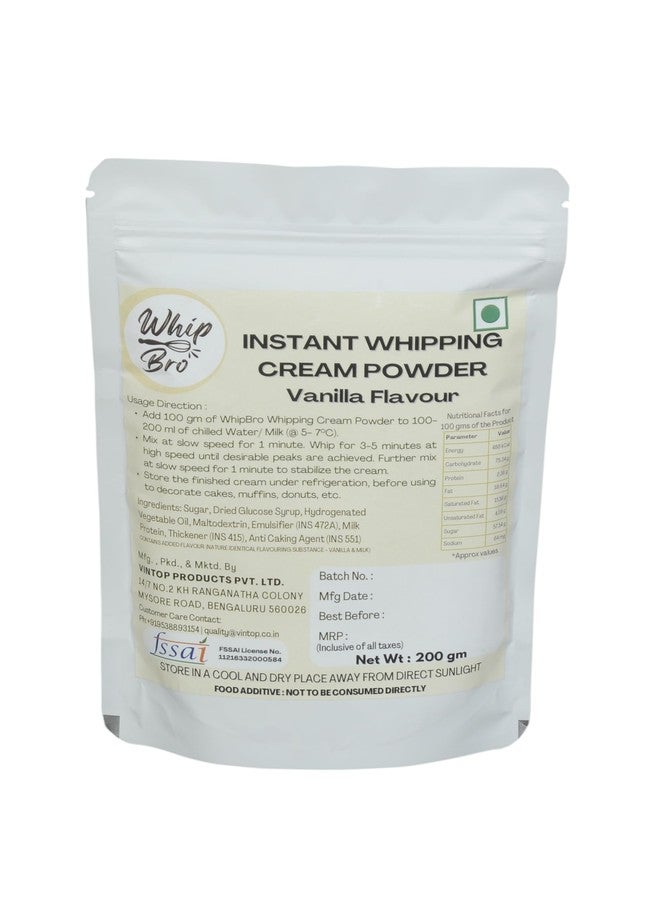 VINTOP WhipBro Whipping Cream Powder (200g) | Vanilla Flavour | Instant Dessert & Bakery Cream | Easy to Whip | Rich & Smooth Texture - Image 3