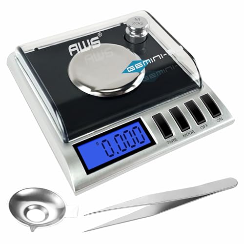 American Weigh Scales ميزان AWS Gemini50 بقدرة 50 ملغ 50g x 0001g ميزان مجوهرات رقمي لمواد الذهب والأحجار الكريمة يشمل أوزان المعايرة، ملاقط، صينية، وظيفة الطي، 6 وحدات Gemini50g أسود - Image 1