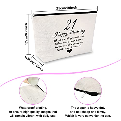 Sfodiary 21st Birthday Gifts for Girls Daughter Makeup Bag 21 Year Old Birthday Gifts Ideas Friendship Gift for Women Best Friends Besties Cosmetic Bag Happy 21st Birthday Gift for Sister Niece Travel Pouch - Image 2
