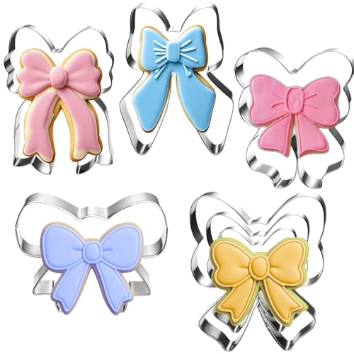 Auktosmn Bow Cookie Cutter Set-7 Piece-2.2" to 4.0"-Dishwasher Safe - Metal Cookie Cutter for Baking - Perfect for Baby Shower, Birthday, Wedding, and Graduation Cookies - Image 1