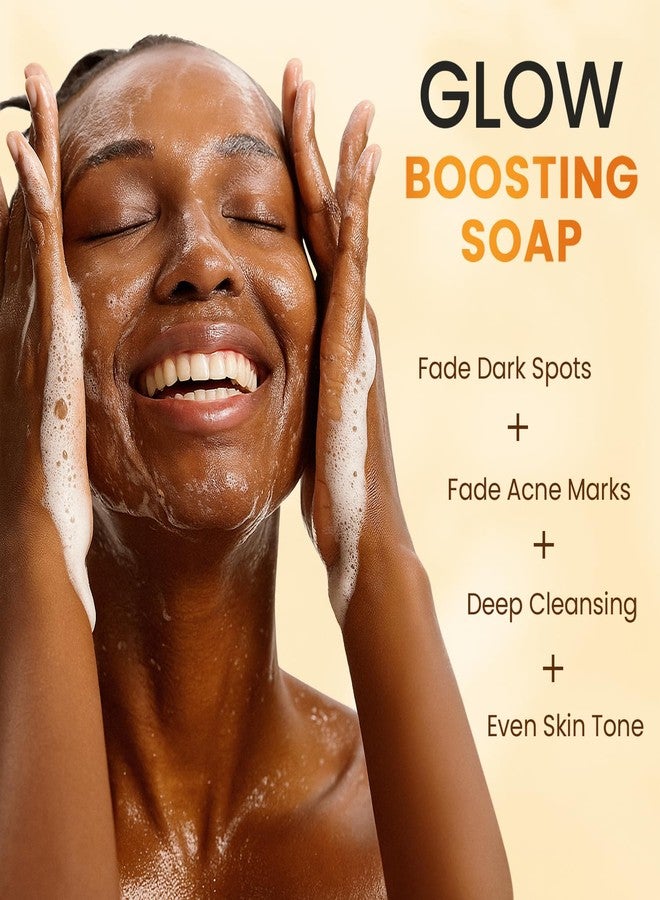 QOOQ Turmeric Kojic Acid Soap for Dark Spots Brightening - Face and Body Wash with Vitamin C, Retinol, Collagen, Vitamin E, Glycerin, Shea Butter & Castile Olive Oil - Soap for Women & Men (120g x 2) - Image 2