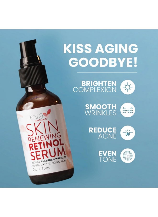 Eva Naturals - Retinol Serum For Face With Hyaluronic Acid (Double Size 2 Oz) Anti Aging Serum Minimizes Fine Lines & Wrinkles Improves Sun Damaged Skin & Fades Dark Spots - Image 1