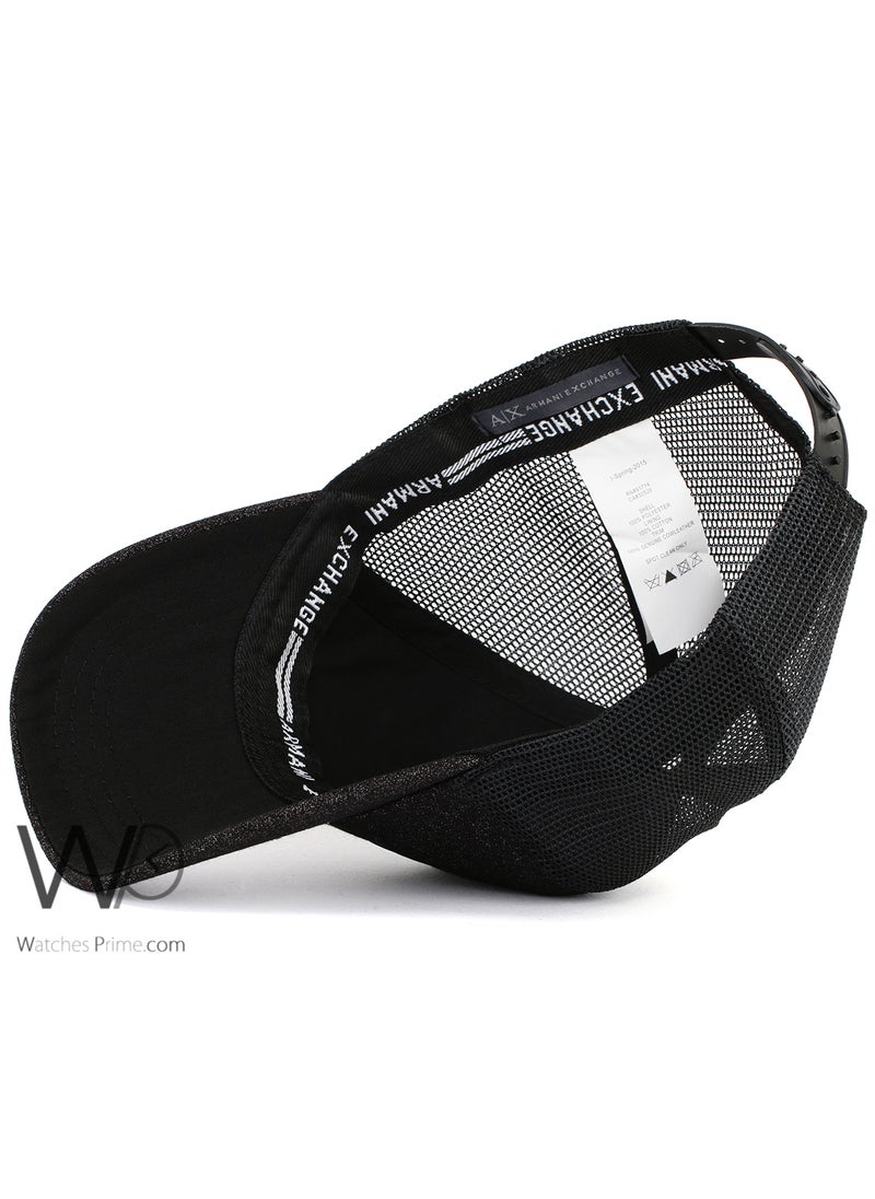 Armani Exchange Armani Exchange AX Trucker Mesh Cap Black Gray Color Cotton Hat For Men  - Image 4