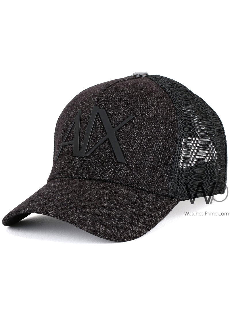 Armani Exchange Armani Exchange AX Trucker Mesh Cap Black Gray Color Cotton Hat For Men  - Image 1