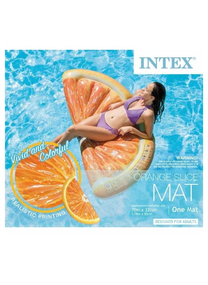 INTEX - 58763EU-Inflatable Floating Pool Orange Slice Mat 1.78mx85cm/70"x33.5" - Image 1