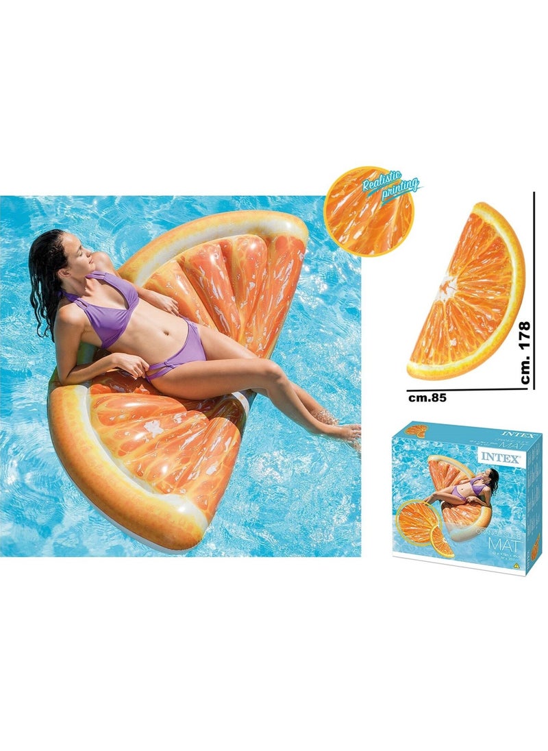 INTEX - 58763EU-Inflatable Floating Pool Orange Slice Mat 1.78mx85cm/70"x33.5" - Image 1