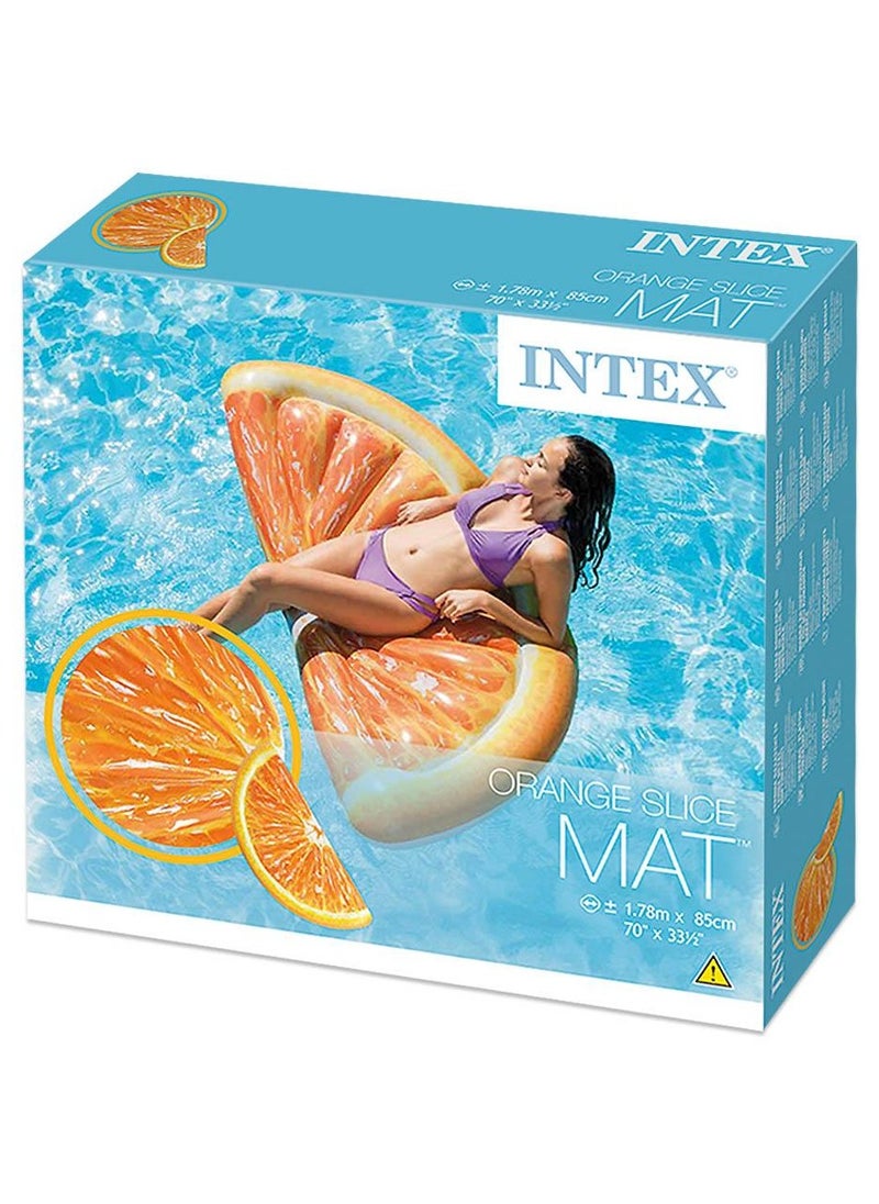 INTEX - 58763EU-Inflatable Floating Pool Orange Slice Mat 1.78mx85cm/70"x33.5" - Image 1