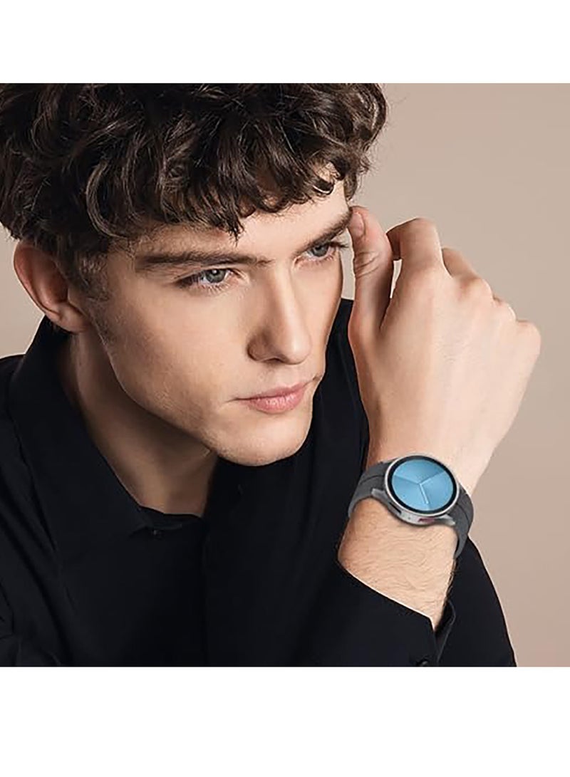 سوار مغناطيسي لساعة سامسونج جالاكسي 6 الكلاسيكية 47 ملم 43 ملم/5 برو 45 ملم/ساعة 7 FE 6 5 4 44 ملم 40 ملم/4 كلاسيكي 46 ملم 42 ملم، حزام سيليكون لساعة سامسونج 5 برو 45 ملم، بدون فجوة إبزيم رمادي - Image 2