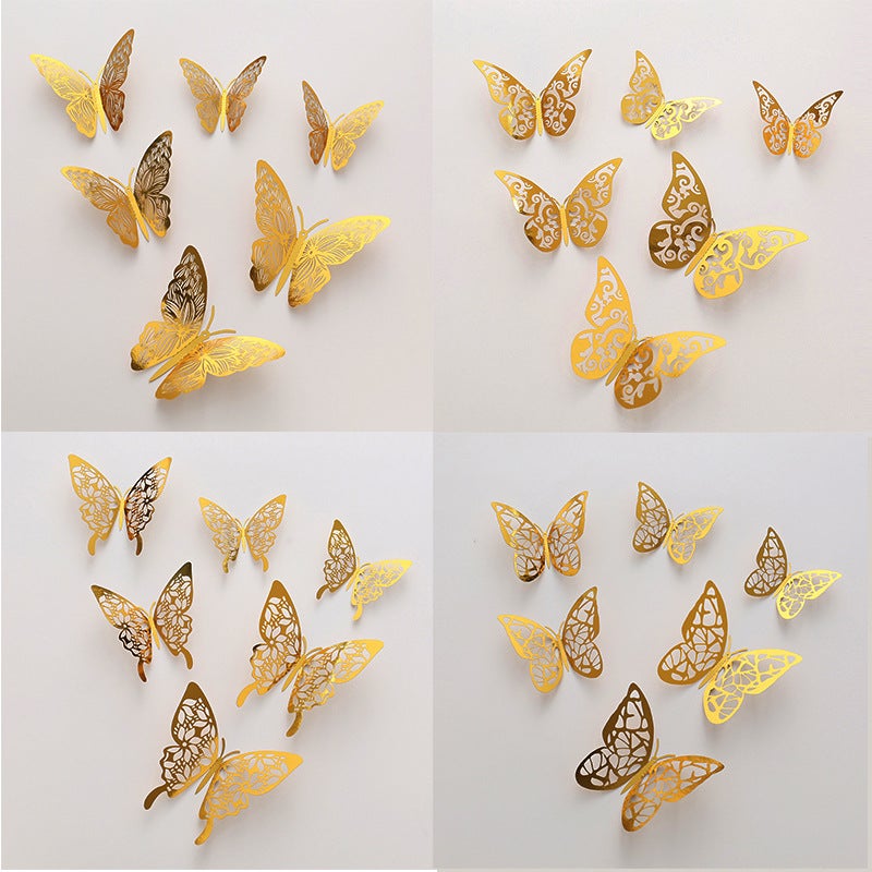 3D Stereo Artificial Butterfly Wall Stickers Living Room Wall Decoration Cut Out Stickers Holiday Layout Cartoon Creative Stickers Export - Image 3