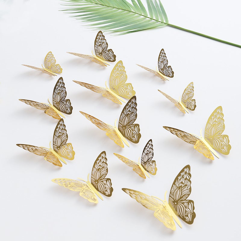 3D Stereo Artificial Butterfly Wall Stickers Living Room Wall Decoration Cut Out Stickers Holiday Layout Cartoon Creative Stickers Export - Image 2