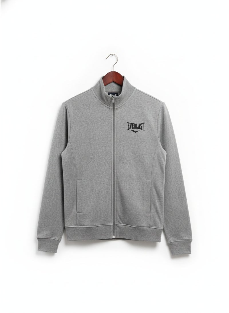 EVERLAST جاكيت رياضي كامل السحاب للرجال باللون الرمادي من إيفرلاست - Image 1