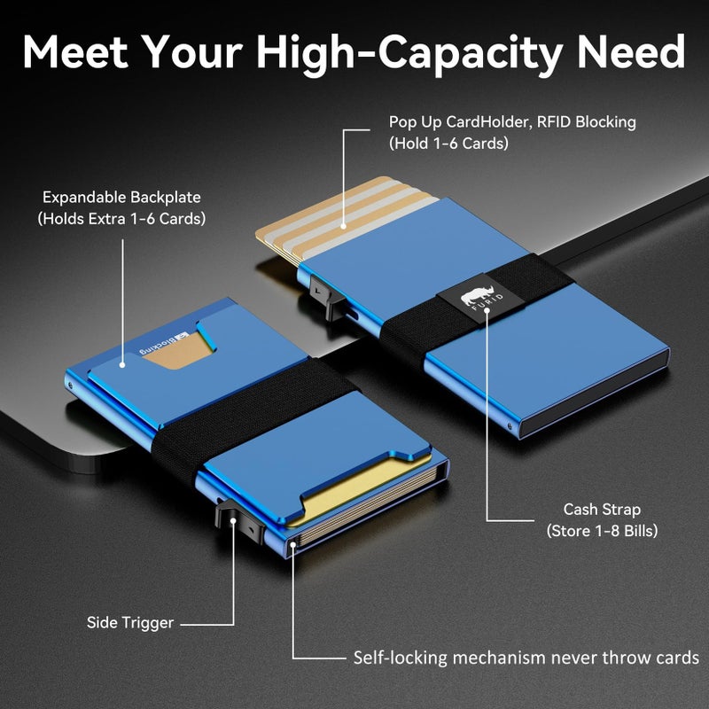 furid Smart Card Wallet for Men Slim: Minimalist Wallet For Men - RFID Blocking Pop Up Front Pocket Wallet, Metal Wallet 11 Card Holder - Image 3