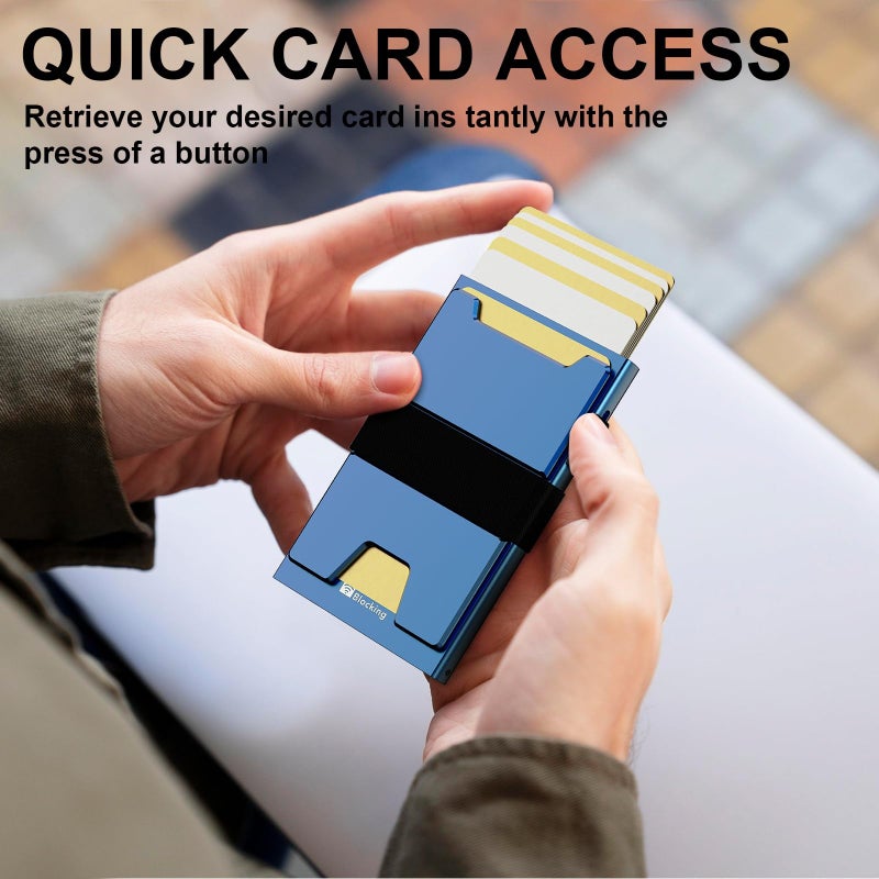 furid Smart Card Wallet for Men Slim: Minimalist Wallet For Men - RFID Blocking Pop Up Front Pocket Wallet, Metal Wallet 11 Card Holder - Image 4