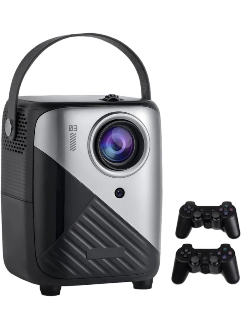 TIGER Video Game Projector with 2 Wireless Controllers – Android 9.0 Smart Projector, Wi-Fi 2.4/5G, HDMI/USB/Audio Support, Screen Mirroring, 4K Ultra HD, 1080P, 3GB+64GB Storage, Home Entertainment, Black - Image 1