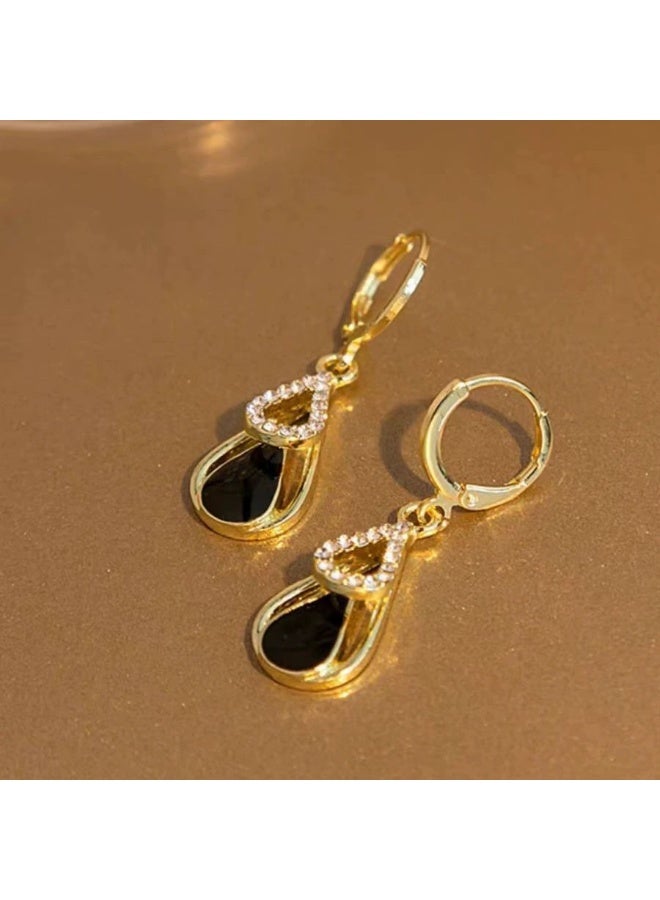 Goolsky Black Teardrop Earrings for Women – Trendy Elegant Statement Jewelry with Unique Design, Black Teardrop Motifs Glossy Finish Anti-Tarnish, Formal Events Daily Wear Parties - Image 3