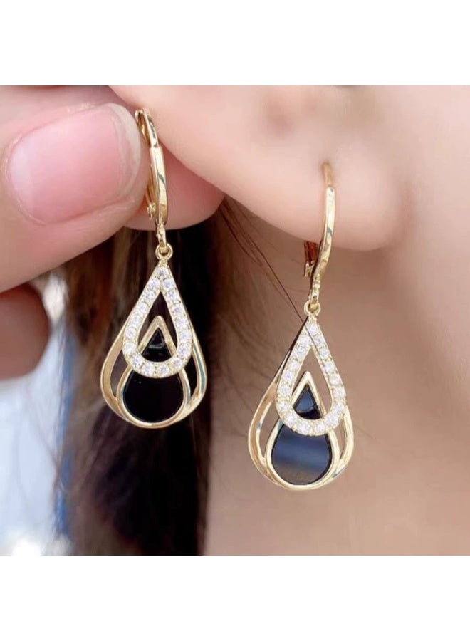 Goolsky Black Teardrop Earrings for Women – Trendy Elegant Statement Jewelry with Unique Design, Black Teardrop Motifs Glossy Finish Anti-Tarnish, Formal Events Daily Wear Parties - Image 1