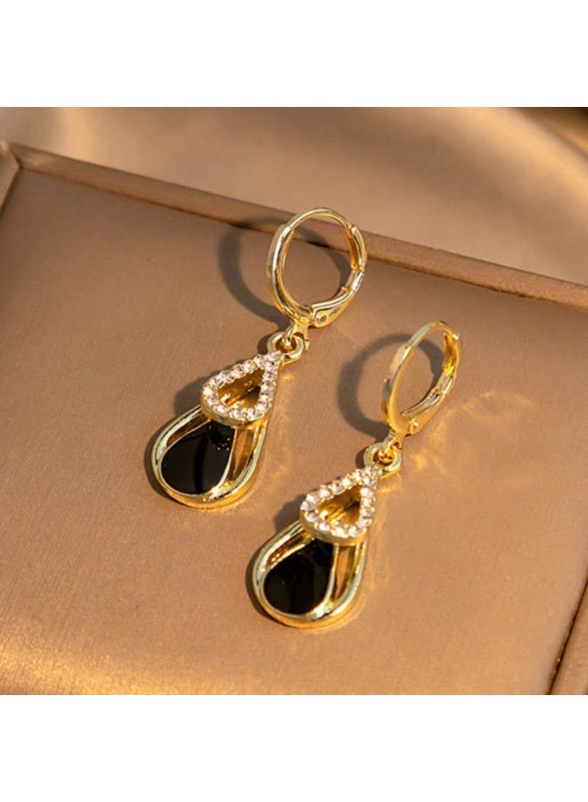 Goolsky Black Teardrop Earrings for Women – Trendy Elegant Statement Jewelry with Unique Design, Black Teardrop Motifs Glossy Finish Anti-Tarnish, Formal Events Daily Wear Parties - Image 2