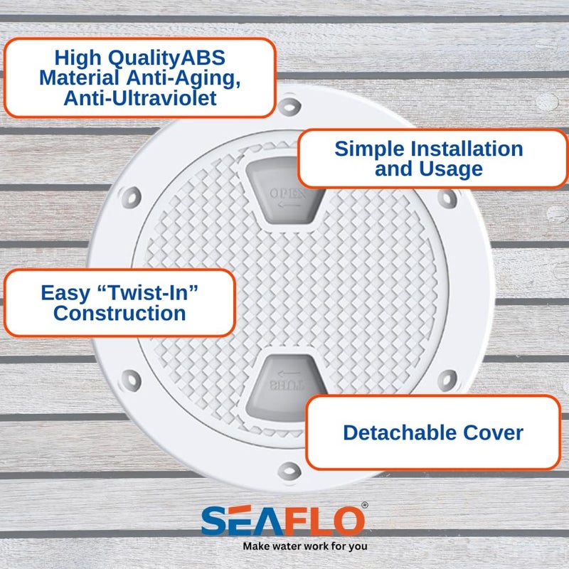 Seaflo 6" Boat Round Non Slip Inspection Hatch with Detachable Cover - Image 3