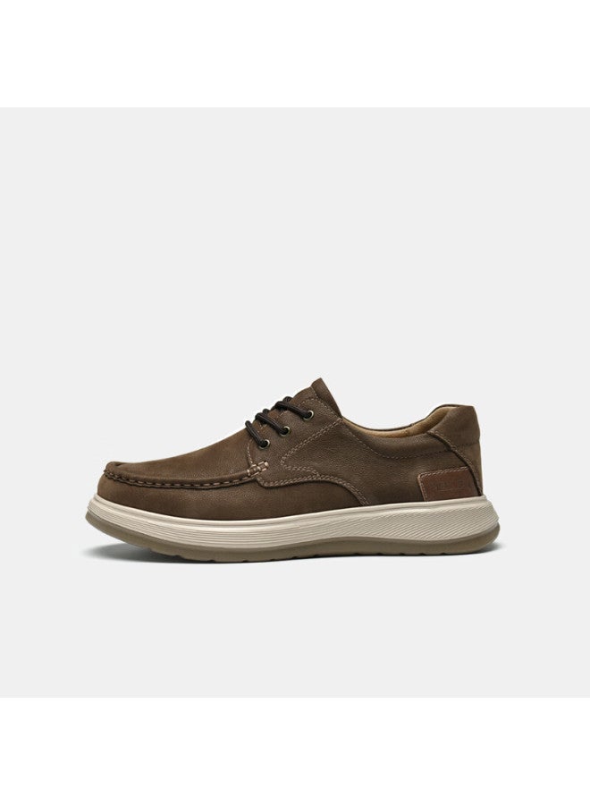 Mellen Simple Versatile Commuter Leather Shoes, Dad Shoes, Comfortable Shock-absorbing Casual Leather Shoes Mf767709 Brown 39 - Image 1