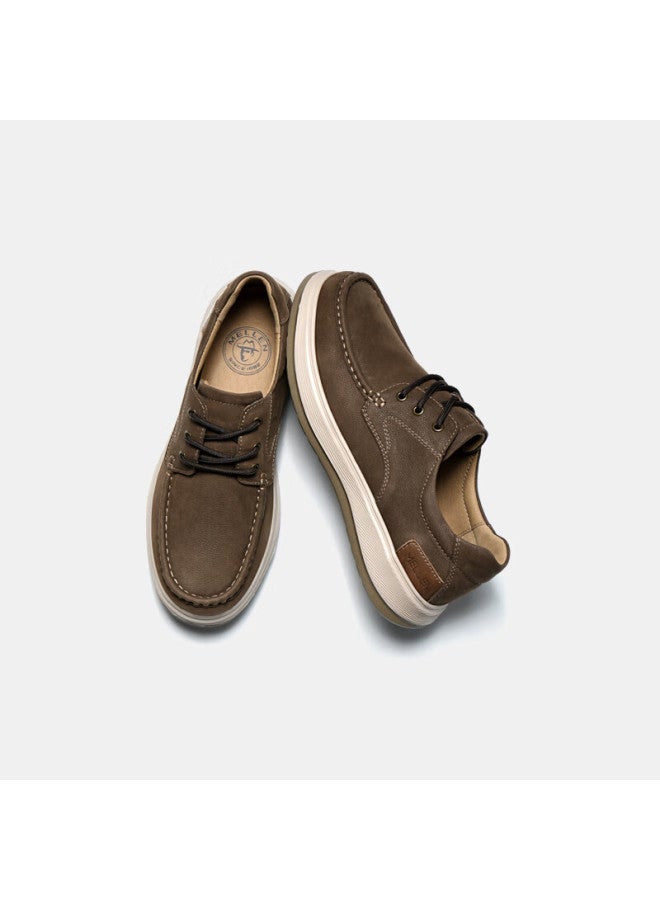 Mellen Simple Versatile Commuter Leather Shoes, Dad Shoes, Comfortable Shock-absorbing Casual Leather Shoes Mf767709 Brown 39 - Image 2