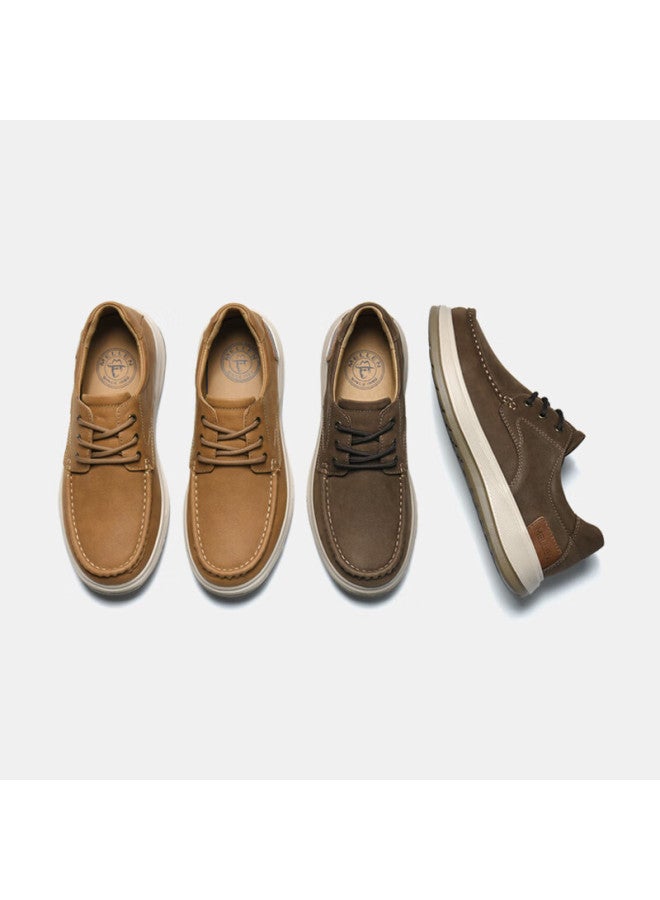 Mellen Simple Versatile Commuter Leather Shoes, Dad Shoes, Comfortable Shock-absorbing Casual Leather Shoes Mf767709 Brown 39 - Image 4