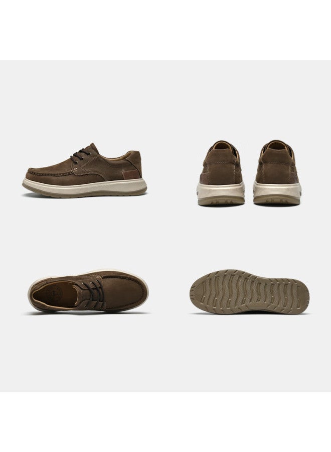 Mellen Simple Versatile Commuter Leather Shoes, Dad Shoes, Comfortable Shock-absorbing Casual Leather Shoes Mf767709 Brown 39 - Image 3