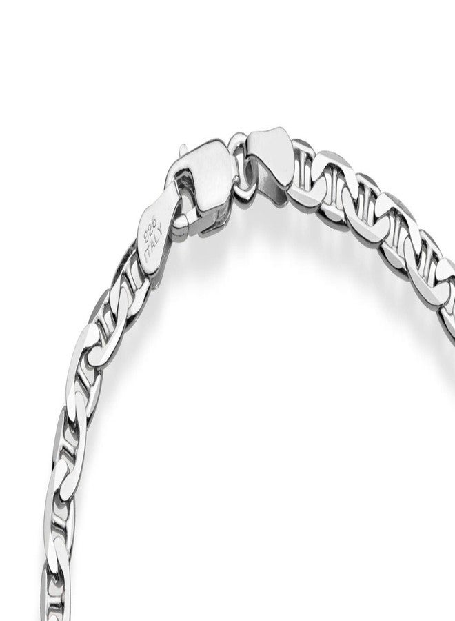 Miabella 925 Sterling Silver Italian 3mm, 4mm Solid Diamond-Cut Mariner Link Chain Anklet Ankle Bracelet for Women, Made in Italy (Width 4mm, Length 10 Inches) - Image 2
