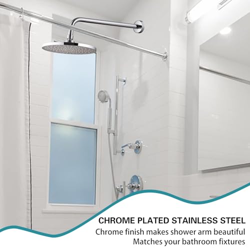 Enoughmen 16 Inch Shower Arm with Flange,Stainless Steel 90 Degree Rain Shower Head Extension Arm,Wall-Mounted Shower Head Arm for Fixed Shower Head,Chrome - Image 3
