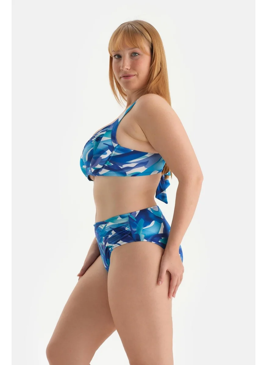 داجي Blue High Waist Bikini Bottom