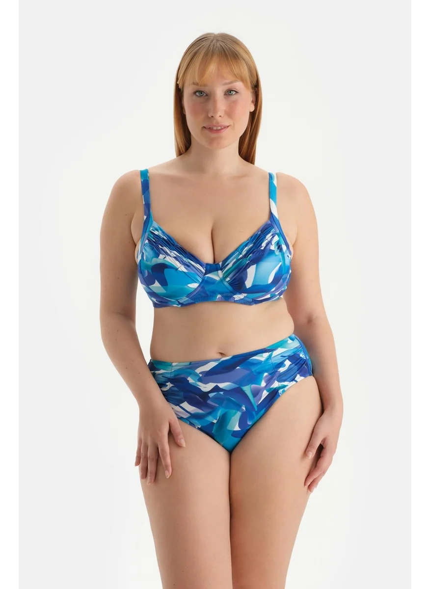 داجي Blue High Waist Bikini Bottom