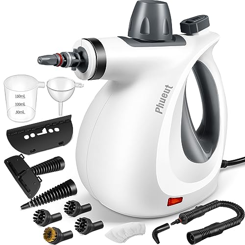 Phueut Pressurized Handheld MultiSurface Natural Steam Cleaner with 12 pcs Accessories MultiPurpose Steamer for Home Use Steamer for Cleaning Floor Upholstery Grout and Car