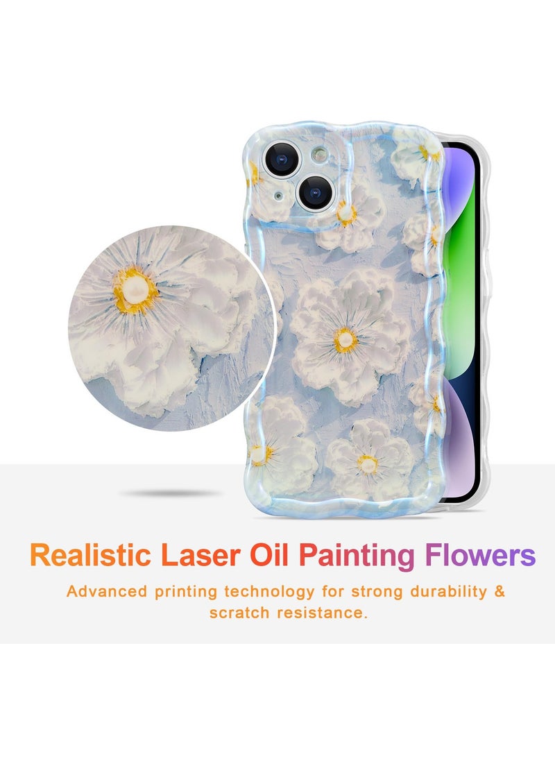 حالة الهاتف المحمول ، واللون الرجعية النفط الطلاء زهرة الليزر لمعان جميل مجعد حافة موجة حساسة حالة الهاتف المحمول أزياء دائمة تبو حماية القضية - Image 2