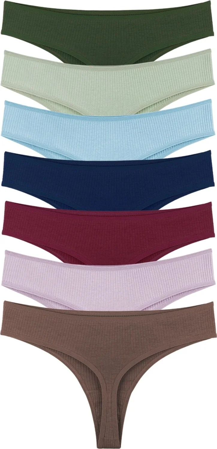سينسو Women's Ribbed Brazilian Thong 7 Pack Set