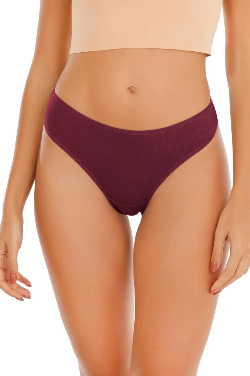 سينسو Women's Ribbed Brazilian Thong 7 Pack Set