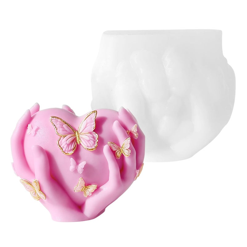 PEVOGON Heart-Holding Butterfly Candle Mold - Valentine's Day Silicone Mold for DIY Candle Making, Soap, and Resin Crafts - Image 1