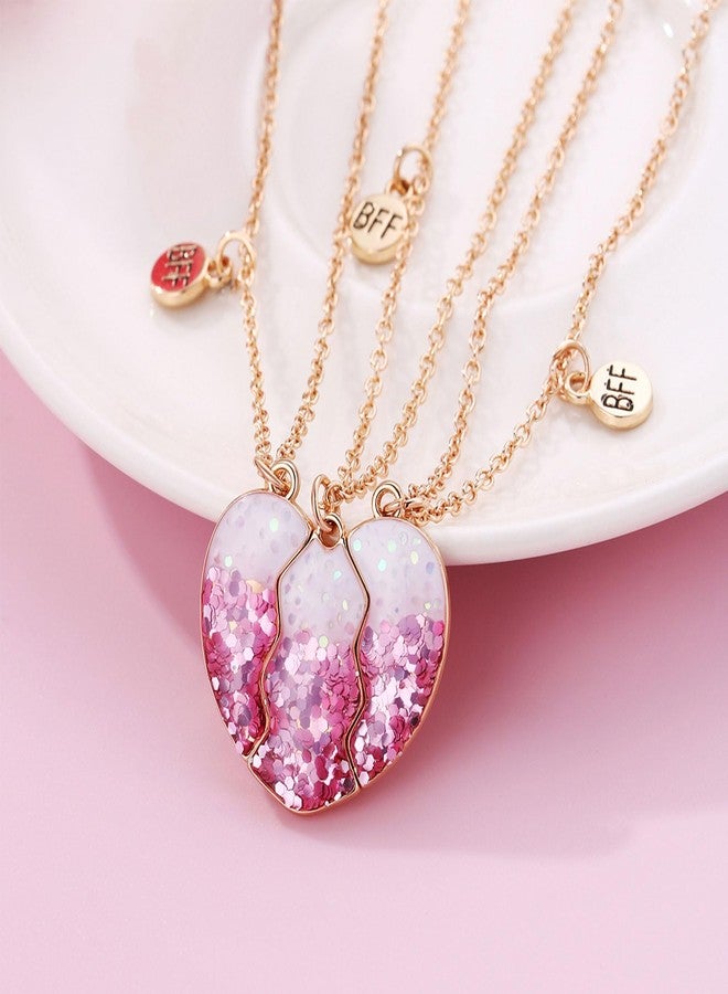 CERSLIMO Best Friend Necklace, Magnetic Bff Necklace for Girls | Matching Heart Friendship Necklace for 2 Girls, Best Friend Necklace for 3 Girls Kids Friends Necklace for Birthday Christmas Gift, 3cm - Image 3