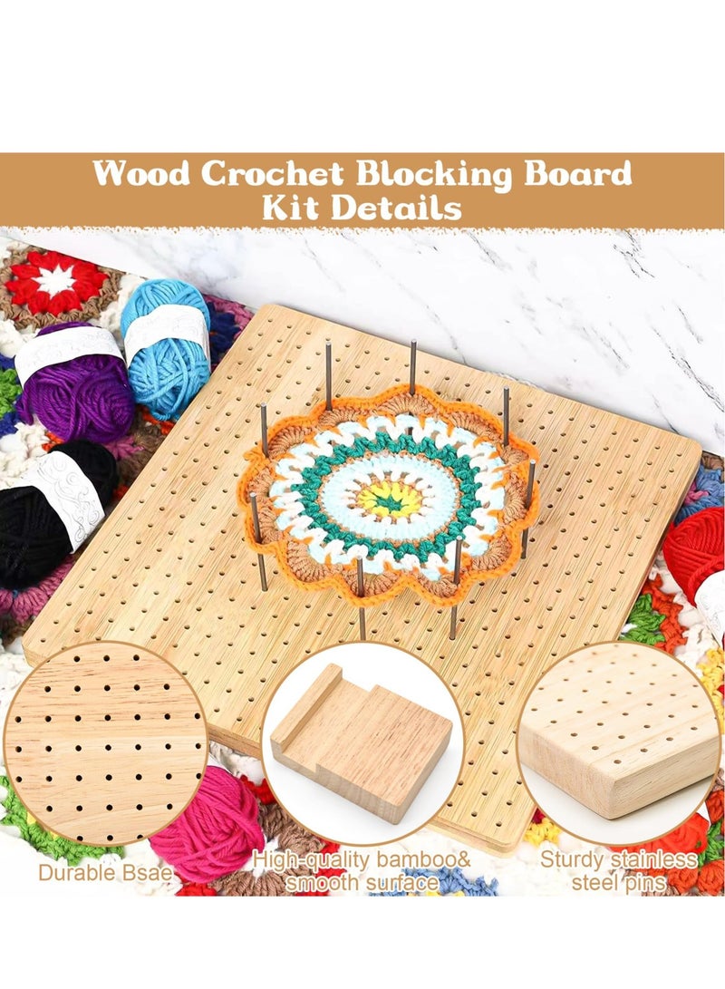 KASTWAVE Wooden Crochet Blocking Board, Crochet Blocking Board, Bamboo Blocking Board for Knitting Crochet (20pcs steel rod + 5pcs big eye steel needle)  - Image 3
