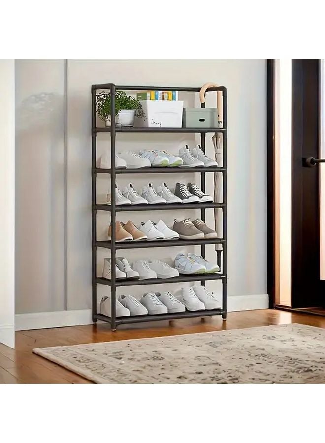 Black 6 Tier Metal Shelf Organizer Heavy Duty Space Saving Storage Rack - Image 3