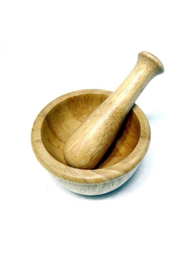 YOUNG & DANGEROUS New Mini Wooden Mortar Pestle Grinding Bowl Set Garlic Crush Pot Kitchen Tool - Image 1