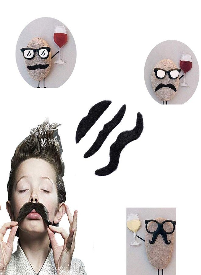 Haawooky 48 PCS Novelty Fake Mustaches,Self Adhesive Mustache for Masquerade Party and Performance,Halloween(Black and Multicolor) - Image 4
