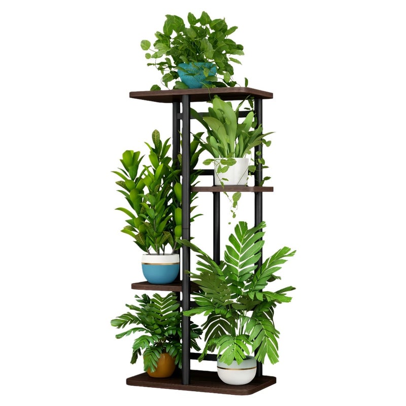 LINZINAR Plant Stand Indoor 4 Tier 5 Potted Multiple Plant Shelf Stands for Garden Corner Balcony Living Room - Image 1