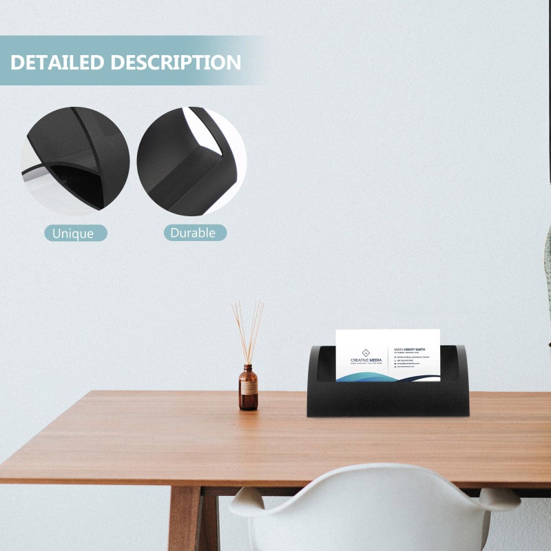 Obsidian Black Metal Business Card Holder Desktop Organizer Office Desk Display Rack - Image 4