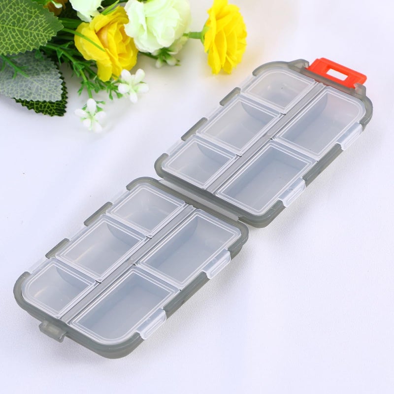3pcs Double Layer Travel Pill Organizer Mini Medicine Storage Case with 10 Compartments, Portable Container for Supplements and Medication, Gray and Blue for Daily and Travel Use - Image 3