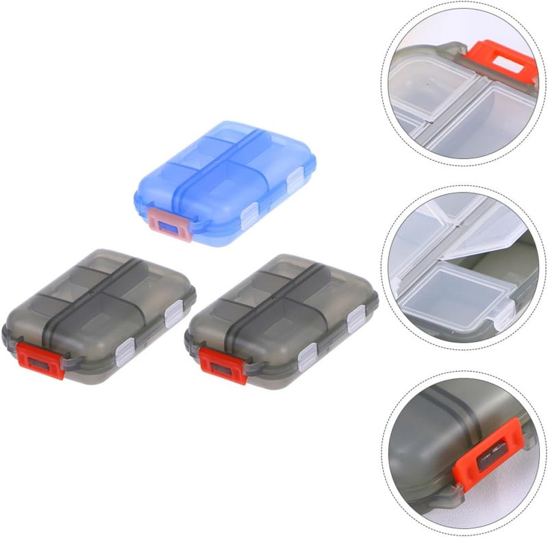 3pcs Double Layer Travel Pill Organizer Mini Medicine Storage Case with 10 Compartments, Portable Container for Supplements and Medication, Gray and Blue for Daily and Travel Use - Image 4