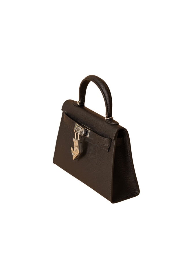 Classic Women's Handbag with Top Handle and Unique Metal Lock - Black - Image 2