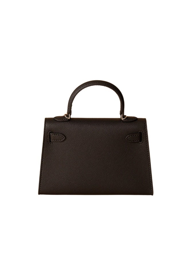 Classic Women's Handbag with Top Handle and Unique Metal Lock - Black - Image 4
